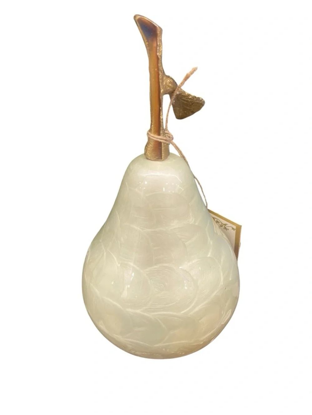 Decorative Faux Marble Pear Sculpture Gold Leaf Kitchen Table Home Decor - NWT
